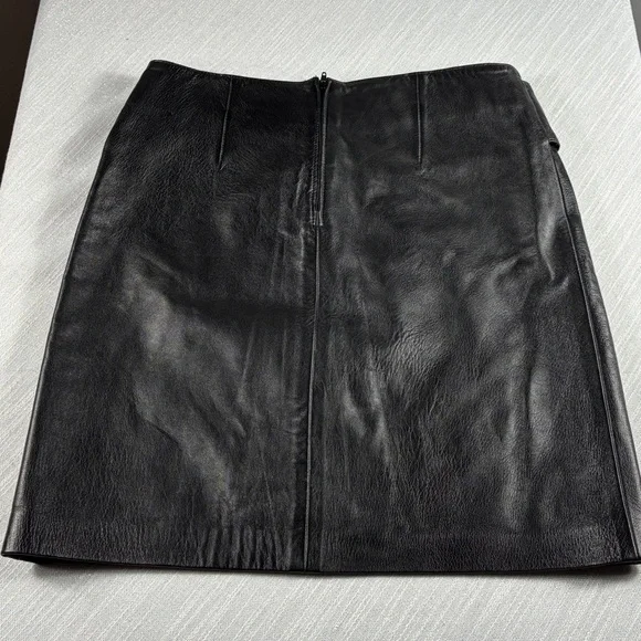 ISABEL Black Genuine Leather Mini Skirt Belted High Waist 26” XS Y2K Butter Soft - Picture 2 of 7